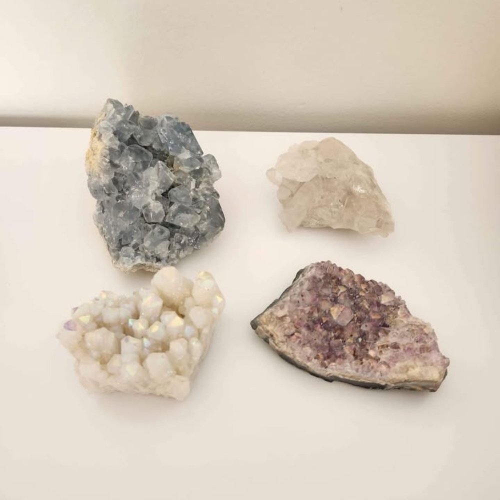 Bundle of 4 Real High Quality Natural Crystal Clusters